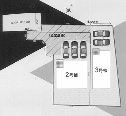 小田原市飯田岡第20　新築一戸建て　3号棟の区画図|配置図