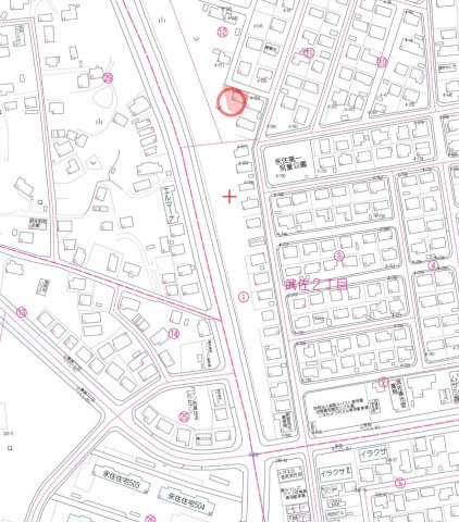 武佐２丁目売家の地図|南西側が傾斜地になってます。前面に家が無いので見晴らしが良いです。