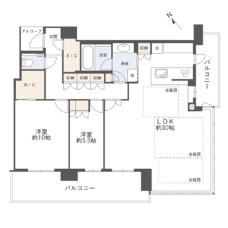 【間取り】 | ザ・パークハウス中之島タワー | 【間取り】50階・南向き角住戸！眺望、採光、通風◎
