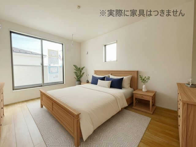 新築戸建・新築建売　郡山市大槻上柵　大槻小・大槻中の洋室|画像はバーチャルホームステージングの加工による演出で、実際の家具は付きません。