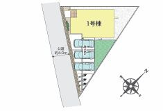 秦野市渋沢上2丁目　新築一戸建て　1号棟の区画図|配置図