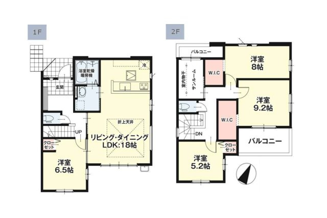 春日市白水池1丁目第1-2棟（2号棟）　の間取り|全居室収納付きで便利です。