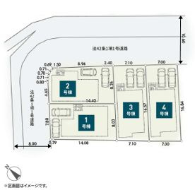 秦野市第2堀山下　新築一戸建て　4号棟の区画図|配置図