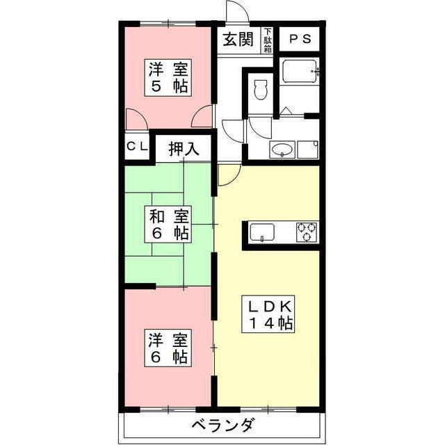 岐阜市殿町３丁目のアパートの間取り