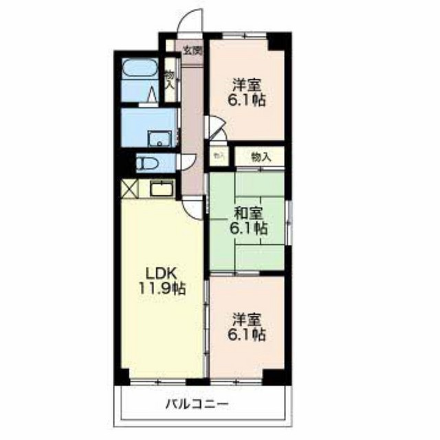 岐阜市近島１丁目の賃貸マンションの間取り