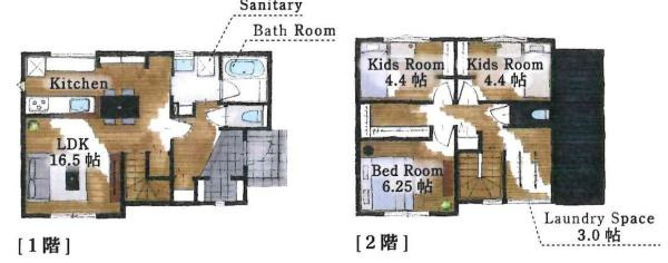 西尾市道光寺町山田　全9棟・I棟の間取り|間取り図です