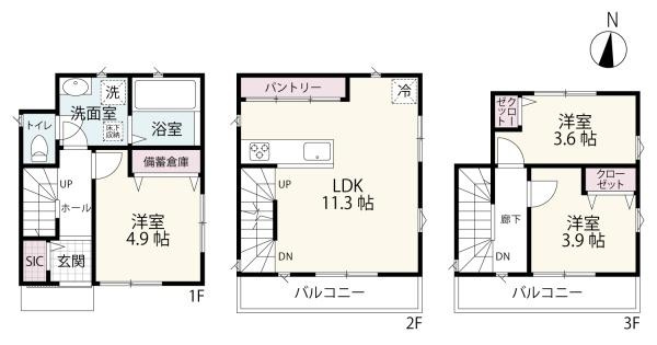 川崎市幸区小倉３丁目の新築一戸建の間取り
