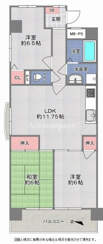 【間取り】 | ハイマート弥刀弐番館 | 三方角住戸☆【3LDK】室内全面リフォーム済み☆全室窓付き☆食洗機・バス追炊機能・TVモニターホン完備です☆