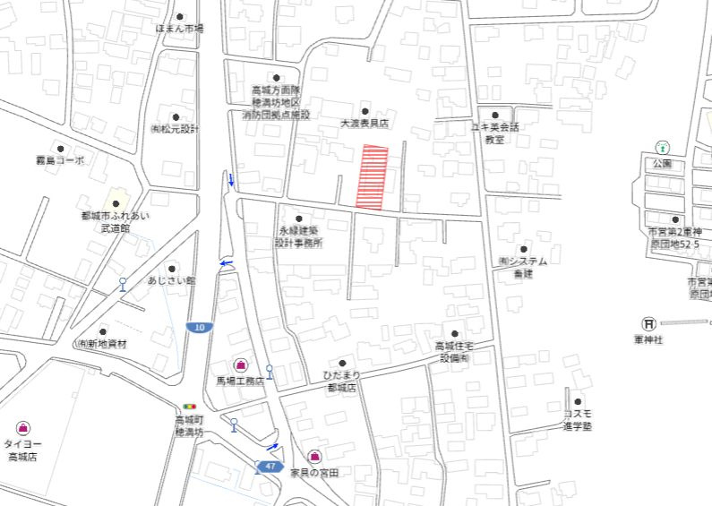 都城市高城町穂満坊の売地の土地図