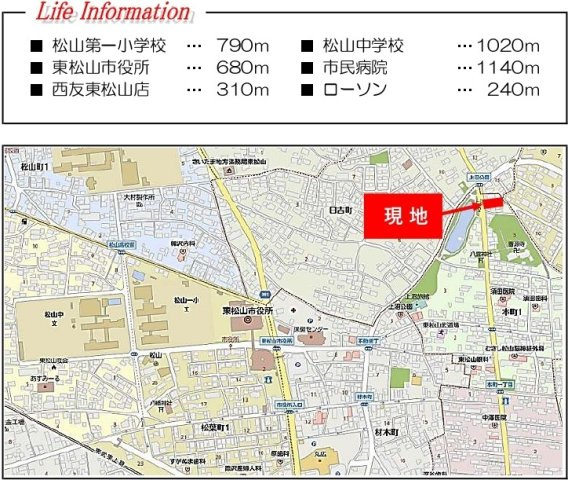 売地　東松山市日吉町13-2付近の地図