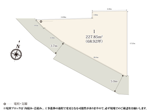 【区画図】 | 東武鉄道伊勢崎線「韮川」駅まで徒歩8分と、毎日の通勤・通学にゆとりが生まれる好立地♪保育園や病院も徒歩10分圏内で、駅近の利便性と、家族が安心して快適に暮らせる住環境を兼ね揃えたロケーションです！