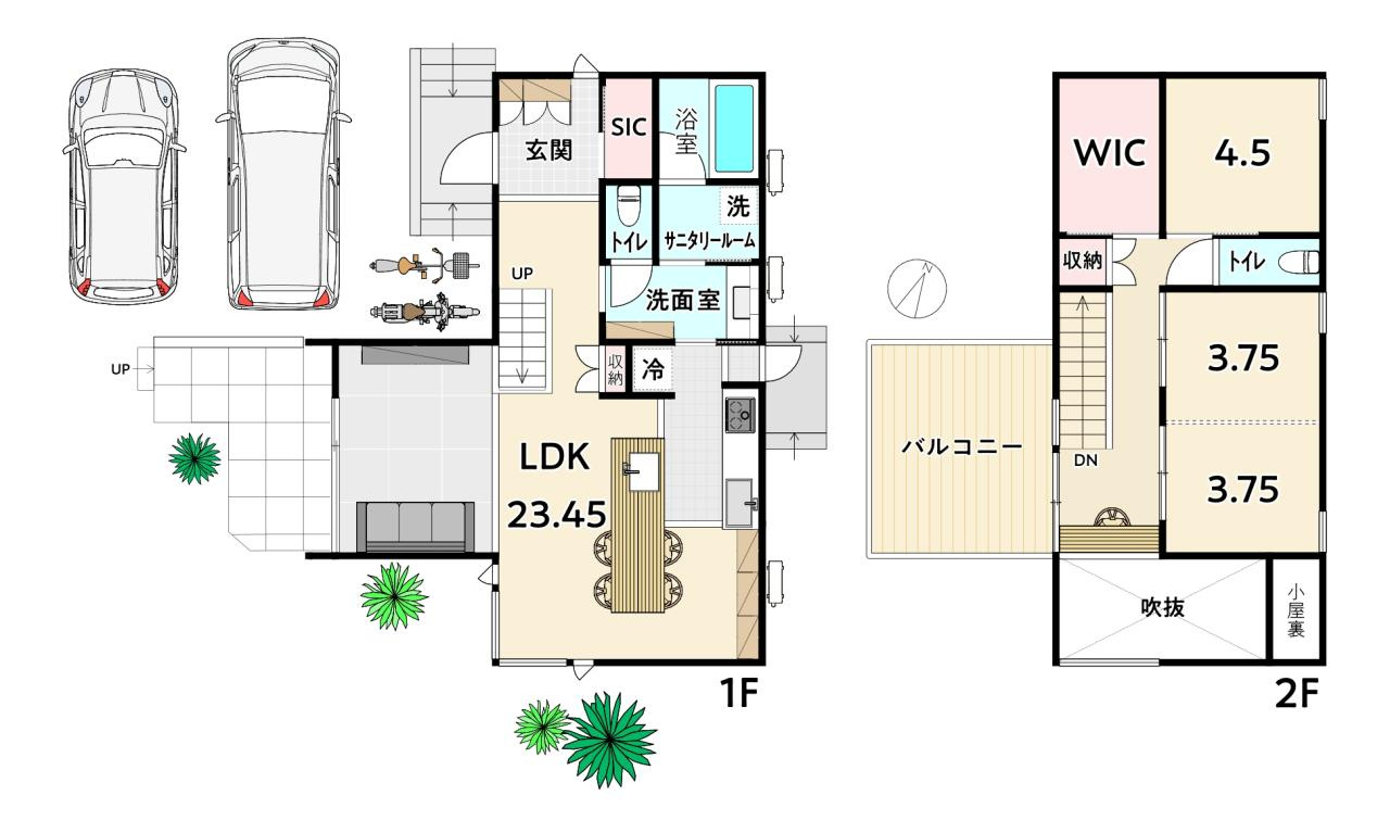 一宮東町　中古戸建（未入居物件）の間取り|3LDK+WIC+SIC