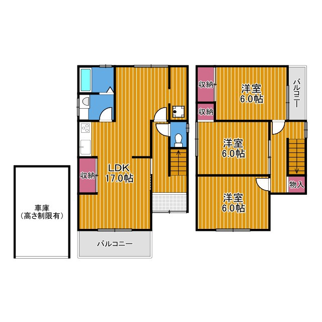 河原城貸家の間取り