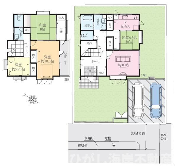 平塚市中里　中古戸建の間取り|南向き　４LK
