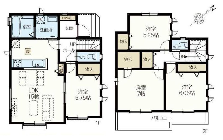 八潮市大字二丁目　新築戸建　全7棟　G号棟の間取り|4LDK+WIC！収納充実な邸宅です