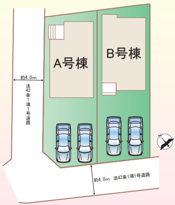 藤沢市亀井野１丁目　新築戸建　全２棟Ｂ号棟の区画図