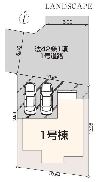 清瀬市竹丘2丁目・全1棟　新築一戸建　～LDK18.5帖～の区画図|並列駐車2台可能です。