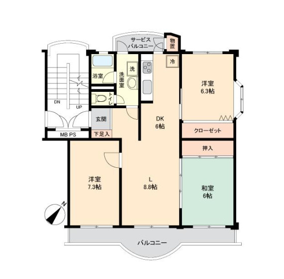 志木ニュータウン東の森壱番街八号棟の間取り|3LDK