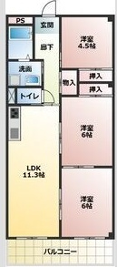 間渡里ハイツの間取り