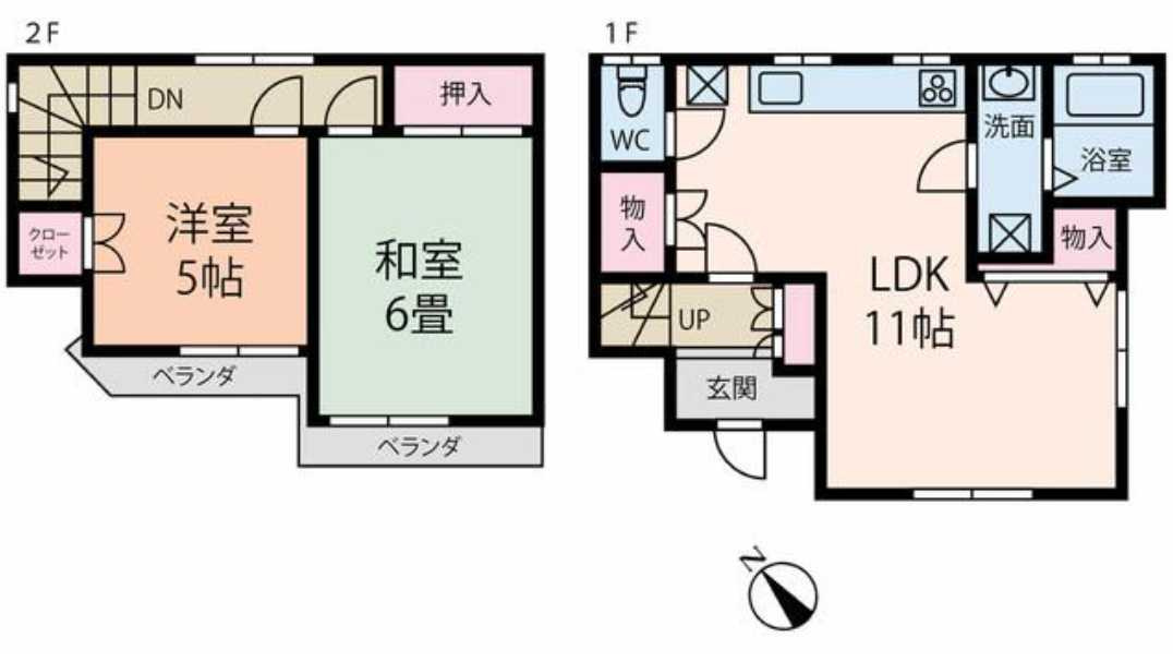 野沢1丁目貸家　和室　追焚　ファミリー向けの間取り