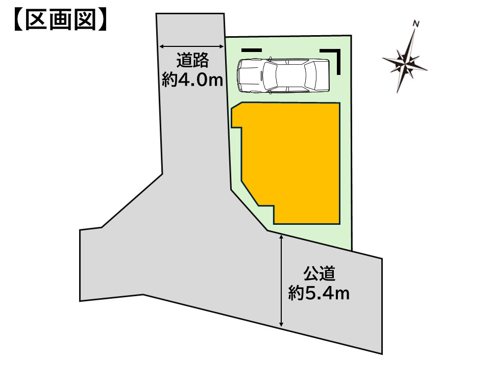 足立区伊興4丁目新築戸建て【全1棟】の区画図|南西角地なので陽当たり・通風ともに良好で、とてもプライベート感のある邸宅です！