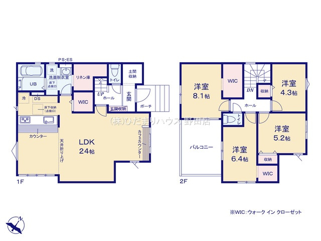野田市宮崎新田4期　新築戸建　1号棟の間取り|4LDK+土間収納+リネン庫+3WIC