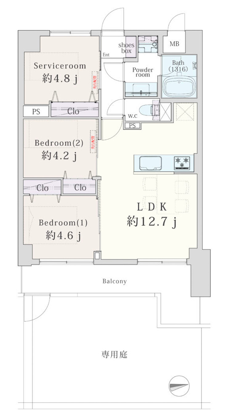 マンションにあってほしい設備って何ですか？？多分、それら、あります。あ、窓は１方向ですが配置的には角部屋扱いとなります。つまり、この物件はナイスな『ナイスアーバン鶴ヶ峰第２』リノベーションの間取り