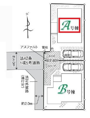 所沢市上安松・全2棟　新築一戸建　A号棟の区画図|【全2棟・A号棟】
駐車1台可能です。