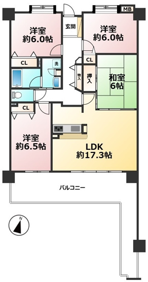 【間取り】 | アンピールリュエル姪浜壱番館