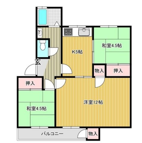 東難波住宅2号棟の間取り|南向き、採光・通風に優れた心地よい住居

