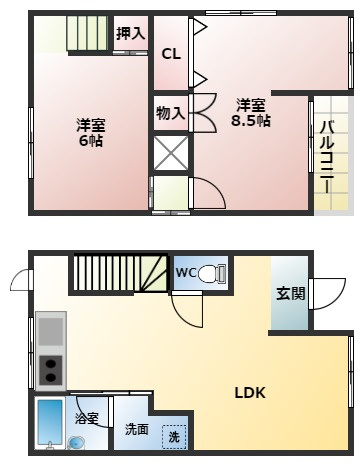 【間取り】 | 島泉7丁目貸家