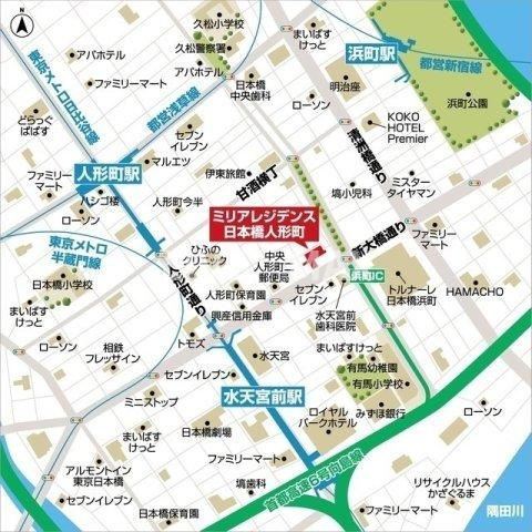 【地図】ミリアレジデンス日本橋人形町