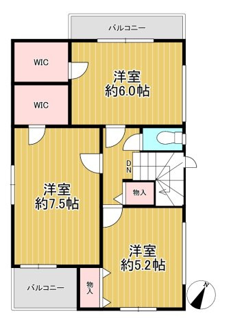 戸田市川岸３丁目2180番　C号棟　新築戸建ての間取り|2階