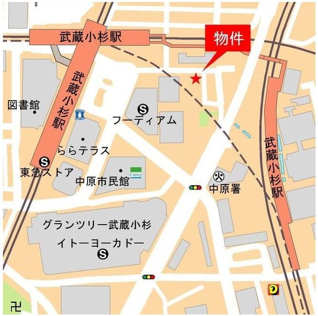 武蔵小杉ＧＡＴＥＨＯＵＳＥの地図|武蔵小杉駅から徒歩3分♪
