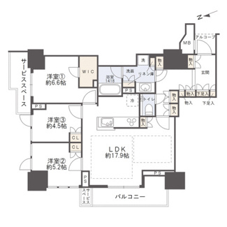 【間取り】 | プラウドタワー梅田豊崎 | 【間取り】22階・北西角住戸！高層階につき見渡しも良好です◎