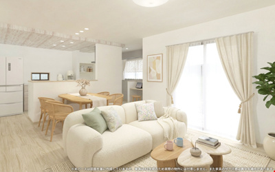 【完成予想図】 | 【LDK　イメージパース】
※画像は設計図面を基に作成したイメージです。