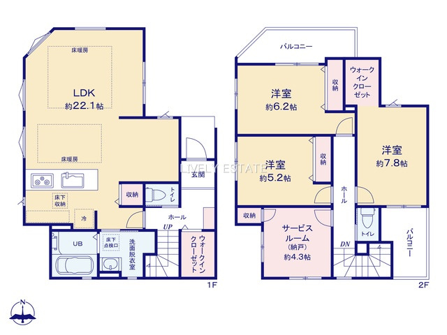 草加市吉町2丁目 新築分譲住宅 全5棟 4号棟の間取り