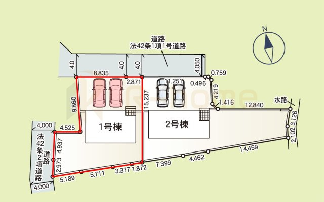 稲敷郡阿見町若栗第7　新築戸建て　1号棟の区画図|大きなお買い物だからこそ、メリット・デメリットを伝えさせて頂きます。
R-homeにお任せください♪
