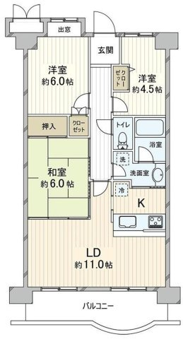グラン・フェルティ神戸青谷の間取り|南面ＬＤＫ＋隣接和室、間仕切りを開放すれば計17帖のおもてなしスペースに
