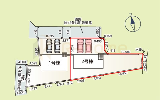 稲敷郡阿見町若栗第7　新築戸建て　2号棟の区画図|大きなお買い物だからこそ、メリット・デメリットを伝えさせて頂きます。
R-homeにお任せください♪