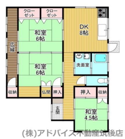 鶴田綾戸貸家の間取り