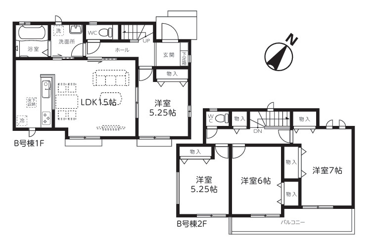 新築／ふじみ野市大井中央　第3期の間取り|2階建て4LDK