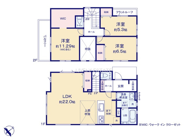 越谷市大沢 新築分譲住宅の間取り