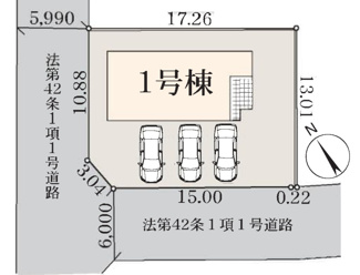 【区画図】 | 【仲介手数料無料！！】川崎市麻生区白鳥2丁目　新築戸建て（全1棟）1号棟　9480万円 | 土地：223.67㎡（67.66坪）