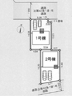 小田原市小船第14　新築戸建　全2棟1号棟の区画図