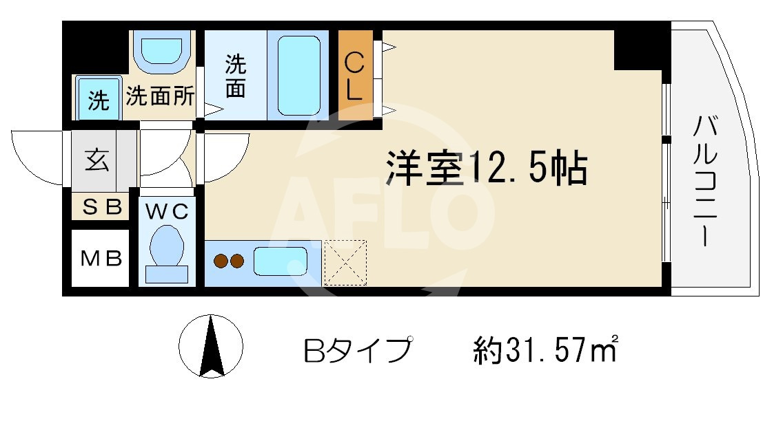 エスタブレ南森町の間取り|エスタブレ南森町　開放感のある間取り