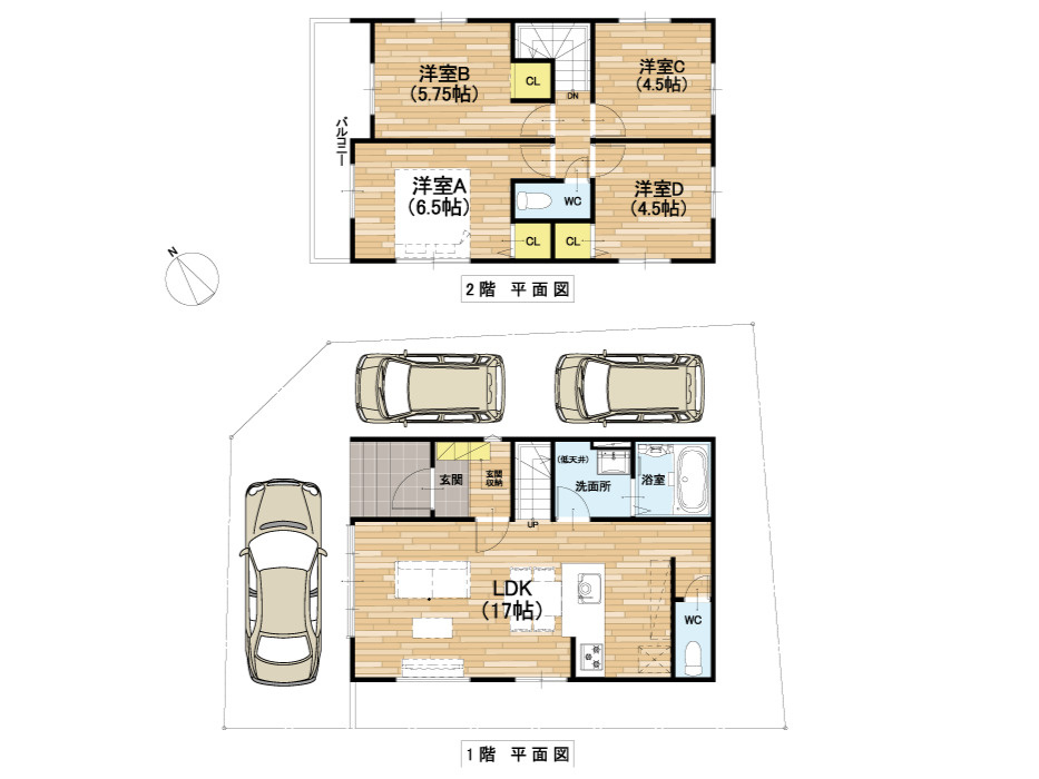 守山市今宿四丁目　新築戸建の間取り