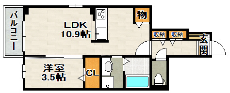 クレール宝塚（山本丸橋）の間取り