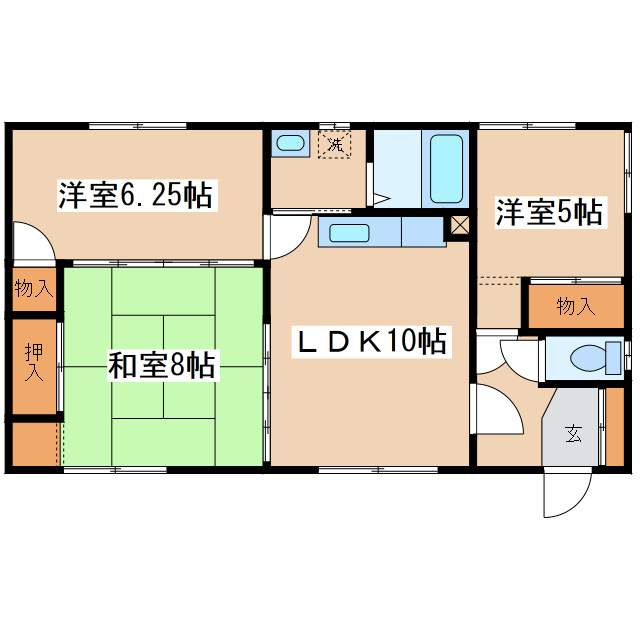 釧路市共栄大通９丁目のアパートの間取り