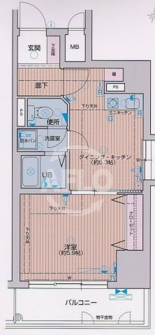 プレサンス千日前通の間取り|プレサンス千日前通　1DKの人気の間取り